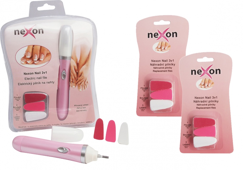 Akčný set: Nexon Nail 3v1 elektrický pilník na nechty + 2x balenie náhrad