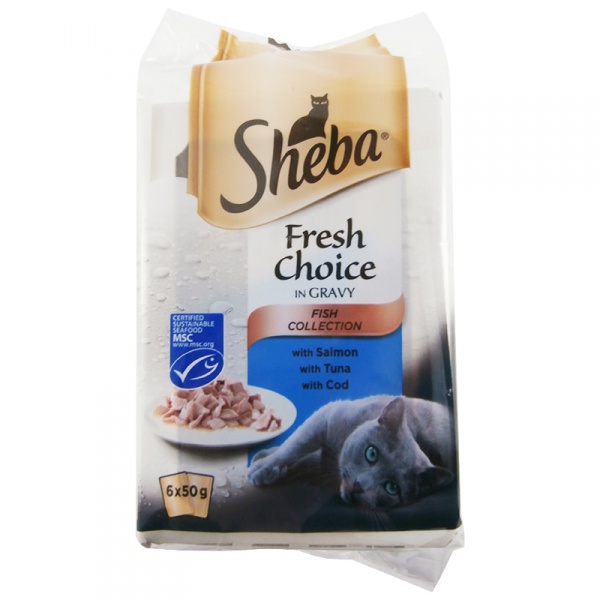 Sheba Fresh kapsičky pro kočky Losos, tuňák, treska 300g (6x50g)